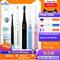 Seago SG-507-elektroniczna soniczna szczoteczka do zębów dla dorosłych, z timerem, ładowana przez USB, z 3 dodatkowymi wymiennymi końcówkami 1
